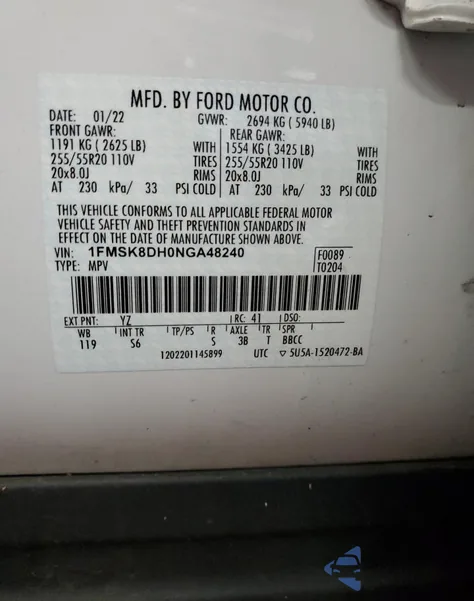 2022 Ford Explorer Xlt z USA, uszkodzony, nr VIN 1FMSK8DH0NGA48240